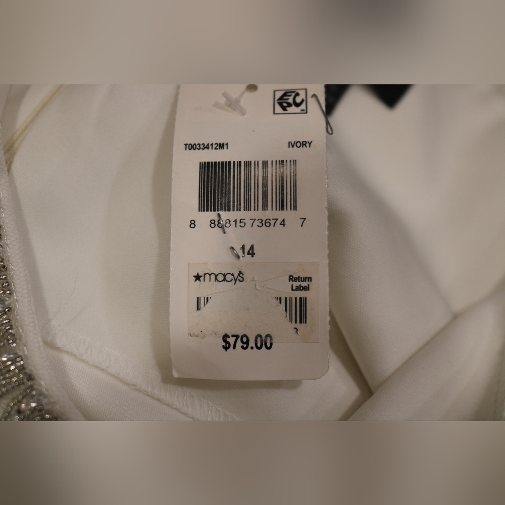 Connected Apparel Sleeveless Bead Chiffon Shift Dress Ivory - Picture 10 of 11
